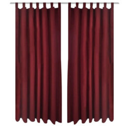 Berkfield 2 Pcs Bordeaux Micro-Satin Curtains With Loops 140 X 225 Cm