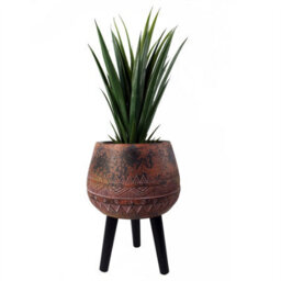 Leaf 44Cm X 30Cm Large Zaturn Planter Brown / Black With Legs Large - thumbnail 3