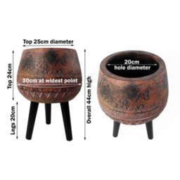 Leaf 44Cm X 30Cm Large Zaturn Planter Brown / Black With Legs Large - thumbnail 4