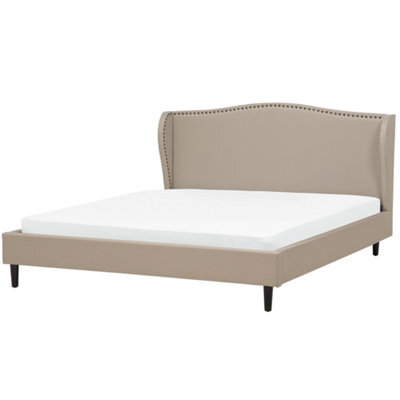 Beliani Bed Fabric Colmar 180 X 200 Cm (Eu Super King) Sand Beige - image 1