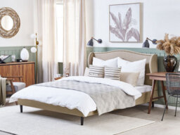 Beliani Bed Fabric Colmar 180 X 200 Cm (Eu Super King) Sand Beige - thumbnail 2