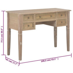 Berkfield Writing Desk Brown 109.5X45X77.5 Cm Wood - thumbnail 8
