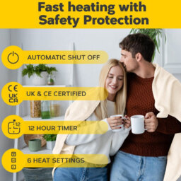 Air Pro Heated Throw - Electric Blanket - Digital Controller - Timer Up To 9 Hour, 6 Settings - Single 130X160Cm - Beige Shearling - thumbnail 5