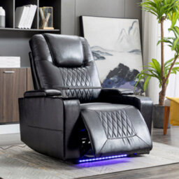 Btm Electric Recliner Chair With Usb, 360 Swivel Tray, Hand-In-Arm Storage, Cup Holders, Ambient Light, Gaming - thumbnail 3