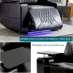 Btm Electric Recliner Chair With Usb, 360 Swivel Tray, Hand-In-Arm Storage, Cup Holders, Ambient Light, Gaming - thumbnail 5
