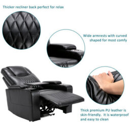 Btm Electric Recliner Chair With Usb, 360 Swivel Tray, Hand-In-Arm Storage, Cup Holders, Ambient Light, Gaming - thumbnail 7