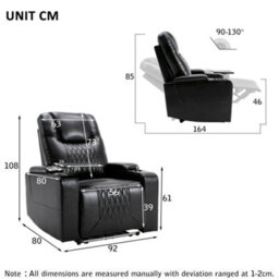 Btm Electric Recliner Chair With Usb, 360 Swivel Tray, Hand-In-Arm Storage, Cup Holders, Ambient Light, Gaming - thumbnail 8