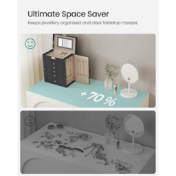 Songmics Six-Tier Jewellery Organizer Box, Lockable Storage Case With Drawers, Mirror, Watch Compartments, Black - thumbnail 6