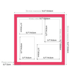 12X12 Inch 4 Opening Photo Collage Frame, Display Four 6X4 Inch Photos, Multi Aperture Family Picture Frame, Bright Pink - thumbnail 4