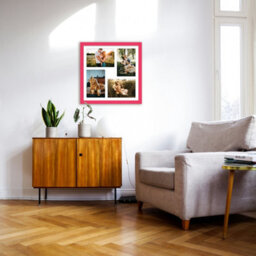 12X12 Inch 4 Opening Photo Collage Frame, Display Four 6X4 Inch Photos, Multi Aperture Family Picture Frame, Bright Pink - thumbnail 3