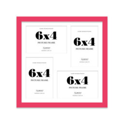 12X12 Inch 4 Opening Photo Collage Frame, Display Four 6X4 Inch Photos, Multi Aperture Family Picture Frame, Bright Pink - thumbnail 2