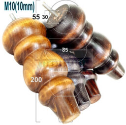 L&F Solid Wood Turned Furniture Feet 200mm High Oak Stain Finish Replacement Legs Set Of 4  M10 Pkc220L - thumbnail 7
