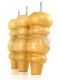L&F Solid Wood Turned Furniture Feet 200mm High Oak Stain Finish Replacement Legs Set Of 4  M10 Pkc220L - thumbnail 4