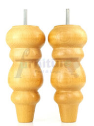 L&F Solid Wood Turned Furniture Feet 200mm High Oak Stain Finish Replacement Legs Set Of 4  M10 Pkc220L - thumbnail 5