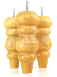 L&F Solid Wood Turned Furniture Feet 200mm High Oak Stain Finish Replacement Legs Set Of 4  M10 Pkc220L - thumbnail 1