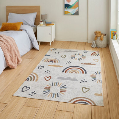 Multicoloured Pictorial 40mm Thick Stain-Resistant Rug For Bedroom, Dining Room, Easy To Clean Modern Rug-80Cm X 150Cm - image 1