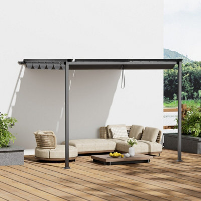 Living And Home 10 X 13Ft Dark Grey Outdoor Pergola Outdoor Lean To Pergola With Canopy And Flat Roof - image 1