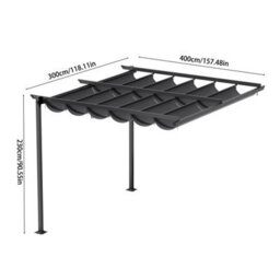 Living And Home 10 X 13Ft Dark Grey Outdoor Pergola Outdoor Lean To Pergola With Canopy And Flat Roof - thumbnail 9