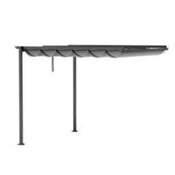 Living And Home 10 X 13Ft Dark Grey Outdoor Pergola Outdoor Lean To Pergola With Canopy And Flat Roof - thumbnail 4