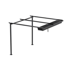 Living And Home 10 X 13Ft Dark Grey Outdoor Pergola Outdoor Lean To Pergola With Canopy And Flat Roof - thumbnail 5