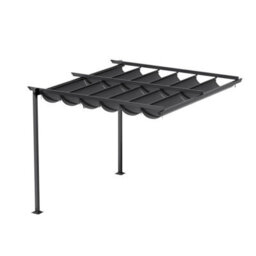 Living And Home 10 X 13Ft Dark Grey Outdoor Pergola Outdoor Lean To Pergola With Canopy And Flat Roof - thumbnail 6