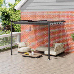 Living And Home 10 X 13Ft Dark Grey Outdoor Pergola Outdoor Lean To Pergola With Canopy And Flat Roof - thumbnail 2