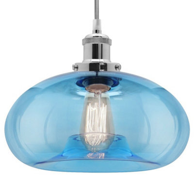 Long Life Lamps Company Modern Vintage Blue Glass Dome Ceiling Pendant Lamp M0237 - image 1