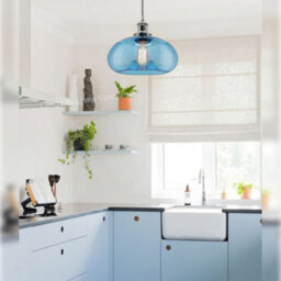 Long Life Lamps Company Modern Vintage Blue Glass Dome Ceiling Pendant Lamp M0237 - thumbnail 8