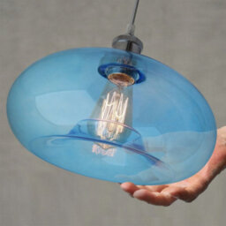 Long Life Lamps Company Modern Vintage Blue Glass Dome Ceiling Pendant Lamp M0237 - thumbnail 6