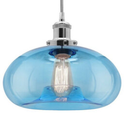 Long Life Lamps Company Modern Vintage Blue Glass Dome Ceiling Pendant Lamp M0237