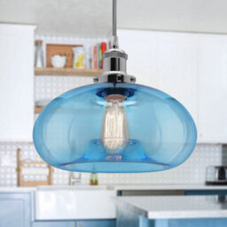 Long Life Lamps Company Modern Vintage Blue Glass Dome Ceiling Pendant Lamp M0237 - thumbnail 7