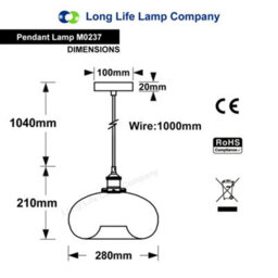 Long Life Lamps Company Modern Vintage Blue Glass Dome Ceiling Pendant Lamp M0237 - thumbnail 2