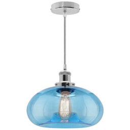 Long Life Lamps Company Modern Vintage Blue Glass Dome Ceiling Pendant Lamp M0237 - thumbnail 3