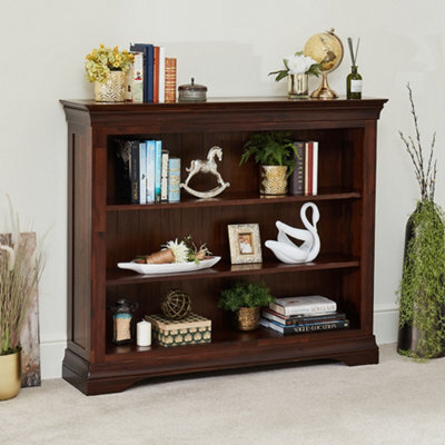 The Furniture Market French Hardwood Mahogany Stained Wide Low Bookcase - image 1