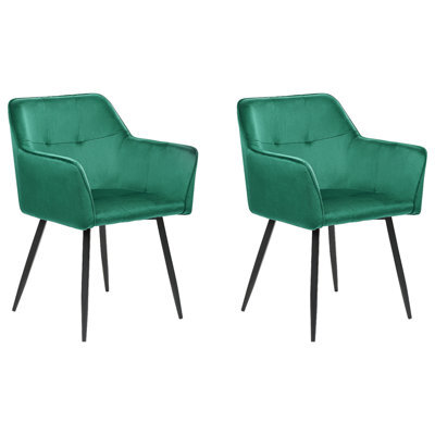 Beliani Set Of 2 Dining Chairs Jasmin Velvet Emerald Green - image 1