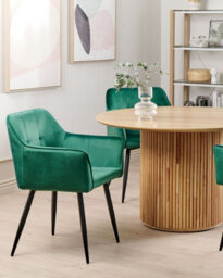 Beliani Set Of 2 Dining Chairs Jasmin Velvet Emerald Green - thumbnail 2