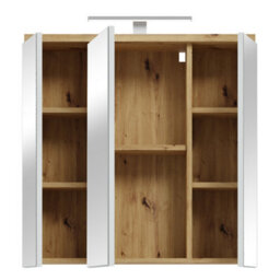 Furniture To Go Veris 3 Door Mirrored Bathroom Cabinet With Integrated Led Lighting - Artisan Oak And Light Grey - thumbnail 5
