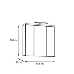 Furniture To Go Veris 3 Door Mirrored Bathroom Cabinet With Integrated Led Lighting - Artisan Oak And Light Grey - thumbnail 7
