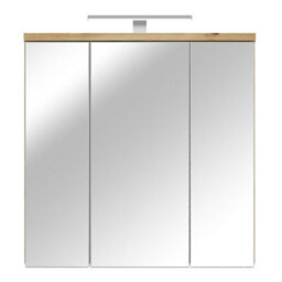 Furniture To Go Veris 3 Door Mirrored Bathroom Cabinet With Integrated Led Lighting - Artisan Oak And Light Grey - thumbnail 3