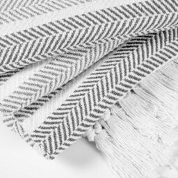 Ehc Herringbone Stripe Cotton Throw For Double Bed Sofa Couch,150 X 200 Cm, Grey - thumbnail 4