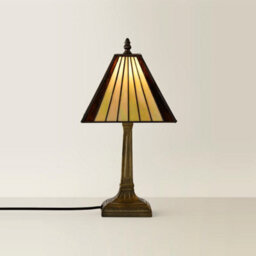 Valuelights Tiffany Stained Glass Antique Brass Table Lamp And Bulb - thumbnail 6