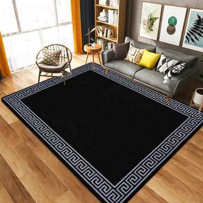 Black Hallway Runner Rug 66X120Cm Non Slip - image 1