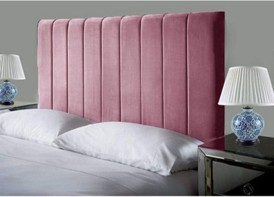 "Empire Beds Portland 24"" Height Headboard In Pink Plush Velvet Fabric For Single Beds" - image 1