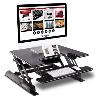 Duronic Dm05D19 Sit-Stand Desk Workstation, Desk Convertor, Manually Height Adjustable 16-42Cm, 72X56Cm Platform - Black - image 1