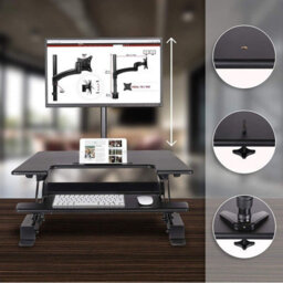Duronic Dm05D19 Sit-Stand Desk Workstation, Desk Convertor, Manually Height Adjustable 16-42Cm, 72X56Cm Platform - Black - thumbnail 4