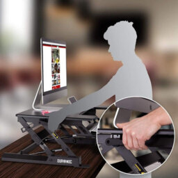 Duronic Dm05D19 Sit-Stand Desk Workstation, Desk Convertor, Manually Height Adjustable 16-42Cm, 72X56Cm Platform - Black - thumbnail 5