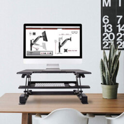 Duronic Dm05D19 Sit-Stand Desk Workstation, Desk Convertor, Manually Height Adjustable 16-42Cm, 72X56Cm Platform - Black - thumbnail 7