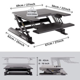 Duronic Dm05D19 Sit-Stand Desk Workstation, Desk Convertor, Manually Height Adjustable 16-42Cm, 72X56Cm Platform - Black - thumbnail 2