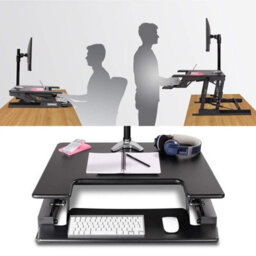 Duronic Dm05D19 Sit-Stand Desk Workstation, Desk Convertor, Manually Height Adjustable 16-42Cm, 72X56Cm Platform - Black - thumbnail 3