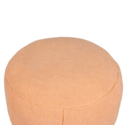 Wyld And Coco Orange Boucle Pouffe 50 X 50 X 30 Cm - Round Fluffy Teddy Fabric Seat For Living Room Accent - thumbnail 5